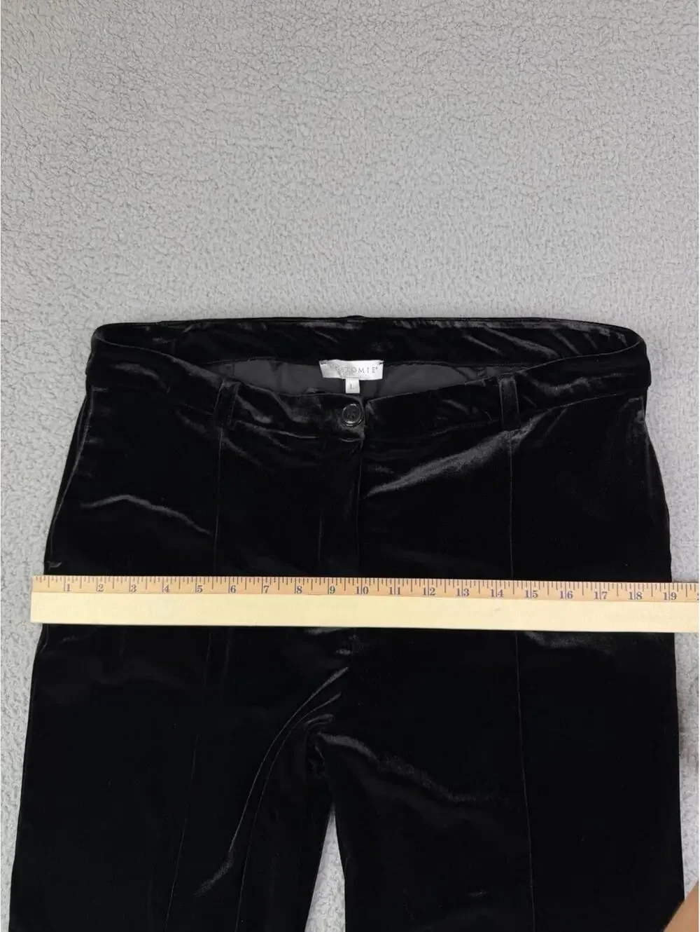 Anatomie Stretch Velvet Slim Leg Black Pants Women's L (34x29) High Rise - Picture 5 of 15